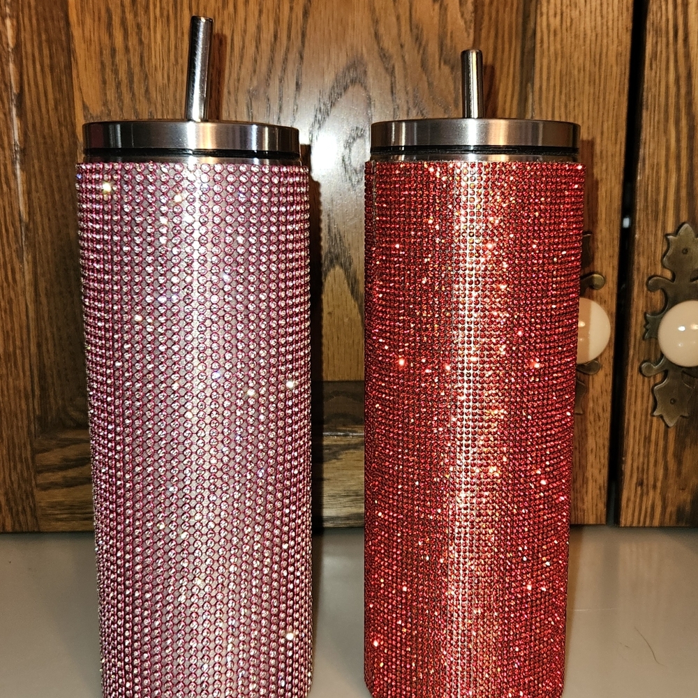 #631 Sparkling Rhinestone Tumblers with Straws